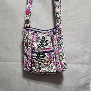 Vera Bradley Floral Crossbody Bag with Purple Trim